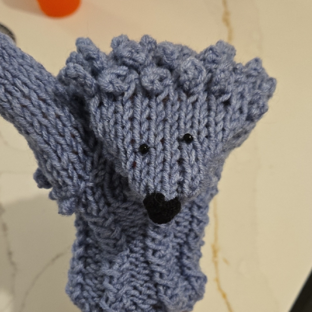 Blue Hedgehog Knit Mittens - Picture 3 of 4